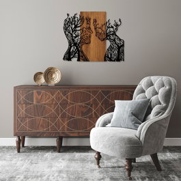 Wallity Tree Woman And Man - Escultura de Pared de Madera y Metal